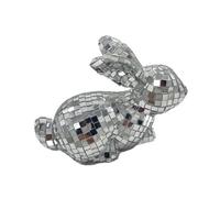 KESOTO Easter Bunny Figurine Mosaic Mirror Disco Foam Sculpture Decorative Animal Statue Glass Art Collectible Creative Ornament Suitable for Living R, Silver, Style B