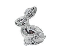KESOTO Easter Bunny Figurine Mosaic Mirror Disco Foam Sculpture Decorative Animal Statue Glass Art Collectible Creative Ornament Suitable for Living R, Silver, Style A