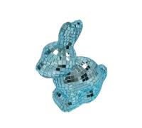KESOTO Easter Bunny Figurine Mosaic Mirror Disco Foam Sculpture Decorative Animal Statue Glass Art Collectible Creative Ornament Suitable for Living R, Blue, Style A