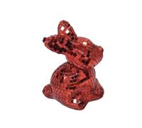 KESOTO Easter Bunny Figurine Mosaic Mirror Disco Foam Sculpture Decorative Animal Statue Glass Art Collectible Creative Ornament Suitable for Living R, Red, Style A