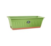 KESOTO Flower Window Box Vegetable Planter, Windowsill Pot With Drainage Holes & Tray, Rectangle Plant Pot, Window Box Planter, Plastic Plant Trough for Patio, Garden Home Decor, Pale, Green