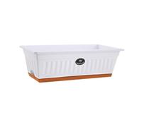 KESOTO Flower Window Box Vegetable Planter, Windowsill Pot With Drainage Holes & Tray, Rectangle Plant Pot, Window Box Planter, Plastic Plant Trough for Patio, Garden Home Decor, Pale, White