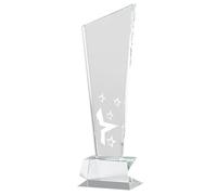 KESOTO Glass Trophy with Pattern, Clear, Lightweight, for Employee Recognition, Accessory, Desktop Ornament, Style A