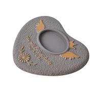 KESOTO Heart-Shaped Pet Memorial Stone for Indoor And Outdoor Use with Photo Frame, Grey