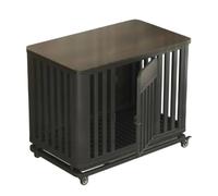 KESOTO Industrial Enclosure Dog Crate Kennel Table Cabinet With Wheels And Pull Out Tray Solid And Slatted Sides For Ventilation suitable for small dogs apartments living rooms