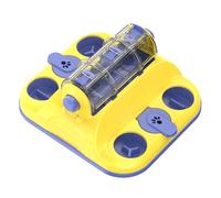 KESOTO Industrial Feeder Cat And Dog Puzzle Feeder Slow Feeder Treat Dispenser Rotating Kibble Drum With Ports Construction For Mental And Calm Meals, Blue And Yellow