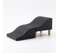 KESOTO Industrial Ramp For Access Foldable Ramp Steps With Leather Material Non Slip Surface For Climbing Suitable For Cats And Small Dogs, Black, Wave style black - 34cm high