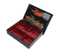 KESOTO Japanese Bento Box Lunch Box with 5 Compartments, Traditional, with Lid, Sushi Tray, Ideal for Business, Dips, Restaurants and Sushi, M