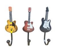 KESOTO Key Holder Hook Guitar Wall Hook Key Rack Coat Hook with Decorative Resin Body and Secure Metal Hook for Organization Suitable for entryway Bedroom, Full Guitar Body Hook Set 3 Pieces