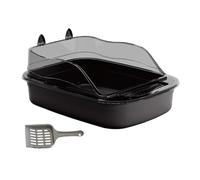 KESOTO Open Litter Box for Kittens Toilet High Sides Large Cartoon Shaped Potty 50x34x18cm Bowl, black