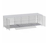 KESOTO Outdoor Cage Enclosure Iron Mesh Frame Practical Shape with Secure Entry Two Access Doors Suitable for Small Farm Chickens and Fowl Rearing, Silver, Original Steel Color
