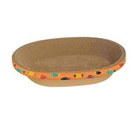 KESOTO Oval Cat Scratcher, Wave Shape Cat Bed, Scratching Board, Indoor Cat Furniture Protector, Training Toy, fish pattern