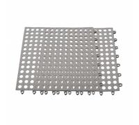 KESOTO Pet Cage Mat Modular Floor Tile Liner Pad With Round Drain Holes Cuttable Medical Silicone Resistant Suitable for Cages Guinea Pig Enclosures Small Animal Playpens, Gray