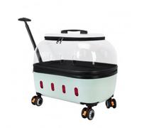 KESOTO Portable Transport Carrier With Wheels Rolling Suitcase Trolley With Clear Dome Polycarbonate Design Vent Zip Closure suitable for travel airport station transfers, Green