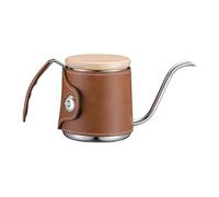 KESOTO Pour over Coffee Kettle Drip Coffee Kettle PU Leather Wrap Coffee Tea Pot for Gift, light brown