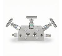 KESOTO Pressure Valve Three Valve Assembly Stainless Steel Instrumentation Block with Regulate Isolate Equalize Machined Openings and Suitable for Process Lines Skid Packages Measurement Panels