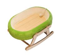 KESOTO Raised Cat Swing Bed Cradle Pet Bed Oval Shaped Open Top Pet Supplies Sleeping Couch Cot for Indoor Cats, Green