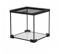 KESOTO Reptile Terrarium Glass Tank Habitat Enclosure Cage With 360 Degree Viewing Sliding Screen Lid Secure Latch Vents Feeding Port Wire Routing Stackable, 20-20-20cm
