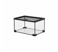 KESOTO Reptile Terrarium Glass Tank Habitat Enclosure Cage With 360 Degree Viewing Sliding Screen Lid Secure Latch Vents Feeding Port Wire Routing Stackable, 30-20-15cm