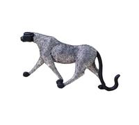 KESOTO Resin Leopard Statue Walking Cheetah Figurine Feng Shui Animal Sculpture Leopard Ornament Panther Sculpture for Indoor Patio, Silver