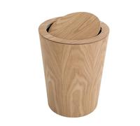 KESOTO Round Cylindrical Garbage Can | Wood-Grain, Compact, Wastebasket, for restroom, Office,