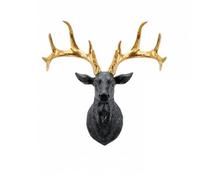KESOTO Sculpture Deer Head Wall Decor Stag Head Wall Plaque Deer Bust Wall Mount Resin Artwork With Textured Bust And Suitable for living rooms dens, Black Gold, Small