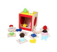 KESOTO Sensory Board Wooden Learning Toy Interactive Shape Sorter Guessing Box With Hand Holes Touch Based Object Recognition spatial awareness training suitable for preschool homeschooling playroom