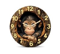 KESOTO Silent Wall Clock Wall Clock Decorative Round Clock Animal Theme Clock With Quiet Sweep Mechanism MDF suitable for sleeping areas study office work home, 25CM, Sx-4