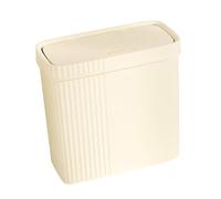 KESOTO Slim Kitchen Trash Can with Lid, Lightweight Waste Bin for College Dorms, Garbage Container Bin 28x13x27cm, Cream White