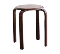 KESOTO Solid Wood Round Stool, Stackable Stool, Modern Dressing Table Stool, Wooden Stool, Dining Table Stool for, Walnut