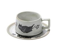 KESOTO Tea Cup and Saucer Set Ceramic Coffee Mug Coffee Cup Set for Cappuccino Latte Wedding, White