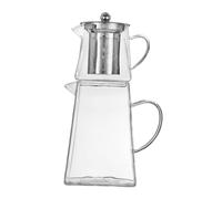 KESOTO Teapot Combination Glass Tea Pot Rust Proof 2 in 1 Drinking Vessel Glass Jug Tea Kettle for Gathering Domestic Gas Cooker, Large