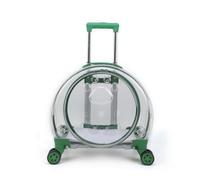 KESOTO Transparent Pet Carrier Suitcase On Wheels Hard Sided Enclosure With Pull Handle Top Carry Handle Four Smooth Wheels, Green, 1904-2 Fully Transparent Green
