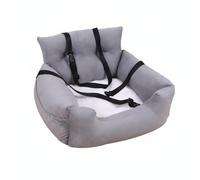 KESOTO Vehicle Seat Cushion Armrest Insert Pet Bed Console Carrier Adjustable Buckle Soft Portable Pad Built-in Leash Secure Attachment Suitable for Dogs Car Home, Light Gray