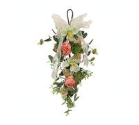 KESOTO Wall Hanging Garland Silk Teardrop Swag Artificial Flower Lily Camellia Arrangement Charming Suitable for House Farmhouse