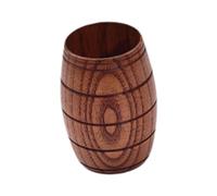 KESOTO Wood Beer Mug Tea Cup Barrel Shaped Wood Cup for Juice Hot Drinks Coffee Milk, S without handle