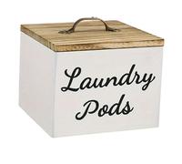 KESOTO Wood Storage Containers Storage Box, Coat Organizer of Decoration Dispensers of The Laundry Room, White laundry pod