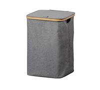KESPER 19599 Polyester Laundry Hamper Grey Frame Made from FSC Certified Bamboo (Licence Number FSC-C014021) With Flap Dimensions (WxHxD): 33 x 50 x 33 cm.