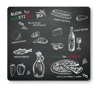 Kesper 36588 13 Multi-Glass Chopping Board with Ristorante Motif 56 x 50 x 1.4 cm Glass
