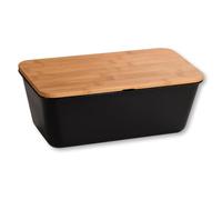 Kesper 58498 Bread Box, Plastic Bamboo, Black