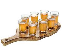 Kesper 68280 Shot Glass Holder Flamed Pine with 8 Glasses
