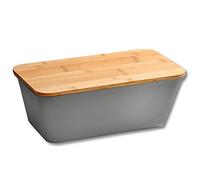 Kesper | Bread box, material: plastic, bamboo, dimensions: W 35 x H 20 x D 13.5 cm, colour: grey | 58491