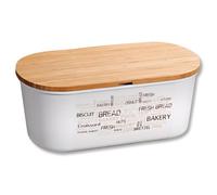 Kesper® Bread Box with Bamboo Chopping Board - Material: Plastic (PET), Bamboo - FSC® Certified, Dishwasher Safe, Hygienic & Tasteless, Dimensions: 34 x 14 x 18 cm | 38500