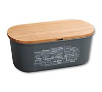 Kesper® Bread Box with Bamboo Chopping Board - Material: Plastic (PET), Bamboo - FSC® Certified, Dishwasher Safe, Hygienic & Tasteless, Dimensions: 34 x 14 x 18 cm, Dark Grey | 38501