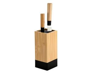 KESPER Knife Block, Material: Bamboo, Plastic, Dimensions: 10 x 10 cm, Height: 23 cm, Colour: Brown, Black, 58030