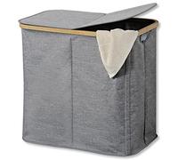 KESPER Laundry Hamper, Material: Polyester, Bamboo, Dimensions: W: 54.5 x D: 33 x H: 50 cm, Colour: Grey, 19598