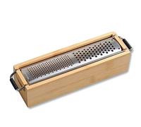 Kesper | Parmesan Grater, Material: Stainless Steel, Bamboo, Dimensions: W 25 x H 5.6 x D 6.2 cm, Colour: Silver, Brown | 58060