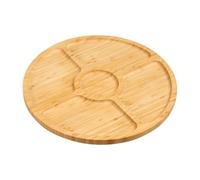 Kesper Round Serving Plate, Material: FSC Certified Bamboo, 4 Compartments with Rim, Diameter 35 cm, Thickness: 1.5 cm, Snack Plate and Serving Plate, Colour: Natural Brown, 58447