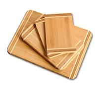 KESPER Set of 4 Chopping Boards, Material: Bamboo, Dimensions: W 38 x H 28.5 x D 1.6 cm, Colour: Brown, 58129
