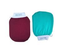 Kessa Moroccan Exfoliating Glove, Traditional Beauty Accessories for Deep Skin Cleansing, Exfoliating and Dead Skin Removal, Pack of 2 (Garnet/Light Green)
